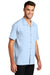 Port Authority W400 Mens Performance Moisture Wicking Short Sleeve Button Down Camp Shirt w/ Pocket Cloud Blue Model 3q