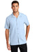 Port Authority W400 Mens Performance Moisture Wicking Short Sleeve Button Down Camp Shirt w/ Pocket Cloud Blue Model Front