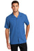 Port Authority W400 Mens Performance Moisture Wicking Short Sleeve Button Down Camp Shirt w/ Pocket True Blue Model Front