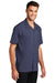 Port Authority W400 Mens Performance Moisture Wicking Short Sleeve Button Down Camp Shirt w/ Pocket True Navy Blue Model 3q