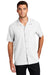 Port Authority W400 Mens Performance Moisture Wicking Short Sleeve Button Down Camp Shirt w/ Pocket White Model Front