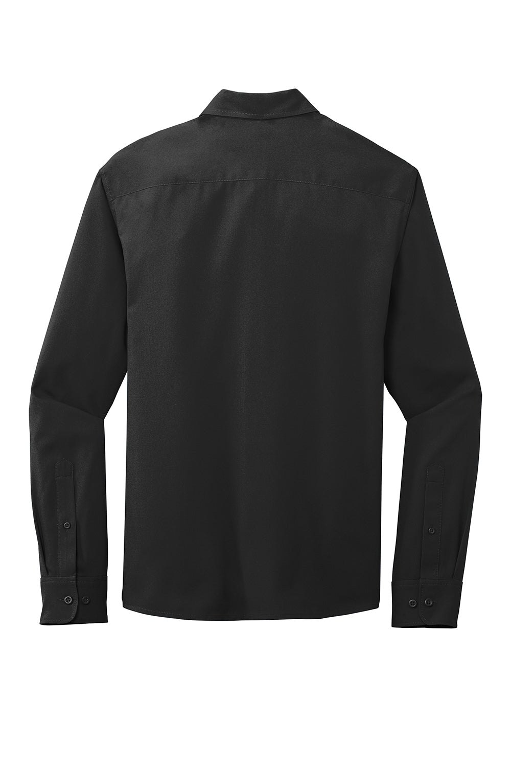 Port Authority W401 Mens Performance Moisture Wicking Long Sleeve Button Down Shirt w/ Pocket Black Flat Back