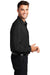 Port Authority W401 Mens Performance Moisture Wicking Long Sleeve Button Down Shirt w/ Pocket Black Model Side