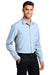 Port Authority W401 Mens Performance Moisture Wicking Long Sleeve Button Down Shirt w/ Pocket Cloud Blue Model 3q