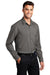 Port Authority W401 Mens Performance Moisture Wicking Long Sleeve Button Down Shirt w/ Pocket Graphite Grey Model 3q