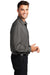 Port Authority W401 Mens Performance Moisture Wicking Long Sleeve Button Down Shirt w/ Pocket Graphite Grey Model Side