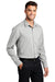 Port Authority W401 Mens Performance Moisture Wicking Long Sleeve Button Down Shirt w/ Pocket Silver Grey Model 3q