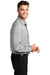 Port Authority W401 Mens Performance Moisture Wicking Long Sleeve Button Down Shirt w/ Pocket Silver Grey Model Side