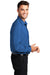 Port Authority W401 Mens Performance Moisture Wicking Long Sleeve Button Down Shirt w/ Pocket True Blue Model Side