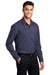 Port Authority W401 Mens Performance Moisture Wicking Long Sleeve Button Down Shirt w/ Pocket True Navy Blue Model 3q