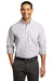 Port Authority W657 Mens SuperPro Wrinkle Resistant Long Sleeve Button Down Shirt w/ Pocket Gusty Grey/White Model Front