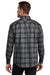 Port Authority W668 Mens Flannel Long Sleeve Button Down Shirt w/ Double Pockets Grey/Black Plaid Model Back