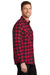 Port Authority W668 Mens Flannel Long Sleeve Button Down Shirt w/ Double Pockets Red/Black Buffalo Model Side