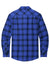 Port Authority W668 Mens Flannel Long Sleeve Button Down Shirt w/ Double Pockets Royal Blue/Black Plaid Flat Back