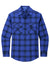 Port Authority W668 Mens Flannel Long Sleeve Button Down Shirt w/ Double Pockets Royal Blue/Black Plaid Flat Front