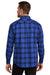 Port Authority W668 Mens Flannel Long Sleeve Button Down Shirt w/ Double Pockets Royal Blue/Black Plaid Model Back