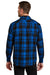 Port Authority W668 Mens Flannel Long Sleeve Button Down Shirt w/ Double Pockets Royal Blue/Black Model Back