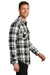 Port Authority W668 Mens Flannel Long Sleeve Button Down Shirt w/ Double Pockets Snow White/Black Model Side