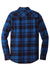 Port Authority W668 Mens Flannel Long Sleeve Button Down Shirt w/ Double Pockets Royal Blue/Black Flat Back