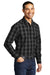 Port Authority W670 Mens Everyday Plaid Long Sleeve Button Down Shirt Black Model 3q