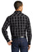 Port Authority W670 Mens Everyday Plaid Long Sleeve Button Down Shirt Black Model Back