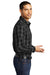 Port Authority W670 Mens Everyday Plaid Long Sleeve Button Down Shirt Black Model Side