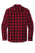 Port Authority W670 Mens Everyday Plaid Long Sleeve Button Down Shirt Rich Red Flat Front