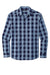 Port Authority W670 Mens Everyday Plaid Long Sleeve Button Down Shirt True Navy Blue Flat Front