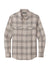 Port Authority W672 Mens Ombre Plaid Long Sleeve Button Down Shirt w/ Double Pockets Frost Grey Flat Front