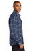 Port Authority W672 Mens Ombre Plaid Long Sleeve Button Down Shirt w/ Double Pockets True Navy Blue Model Side