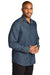 Port Authority W676 Mens Perfect Denim Long Sleeve Button Down Shirt w/ Pocket Medium Wash Model 3q