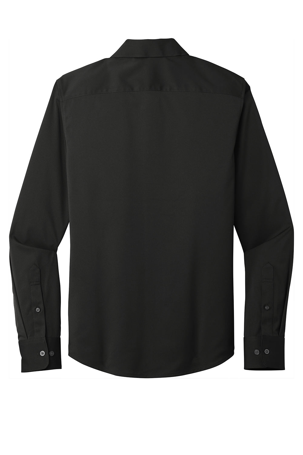 Port Authority W680 Mens City Moisture Wicking Long Sleeve Button Down Shirt Black Flat Back