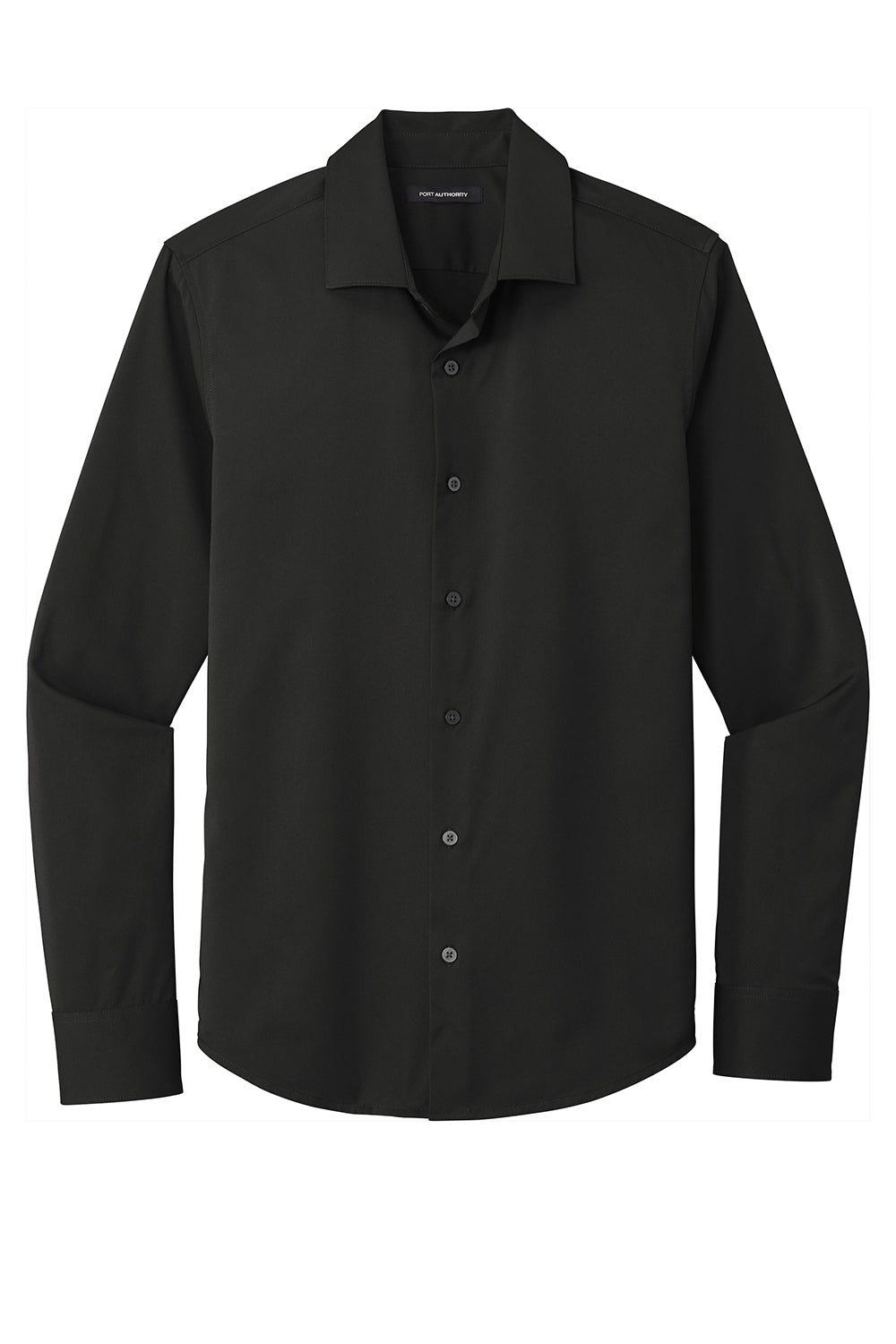 Port Authority W680 Mens City Moisture Wicking Long Sleeve Button Down Shirt Black Flat Front