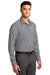 Port Authority W680 Mens City Moisture Wicking Long Sleeve Button Down Shirt Graphite Grey/White Model 3q