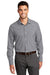 Port Authority W680 Mens City Moisture Wicking Long Sleeve Button Down Shirt Graphite Grey/White Model Front