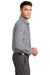 Port Authority W680 Mens City Moisture Wicking Long Sleeve Button Down Shirt Graphite Grey/White Model Side