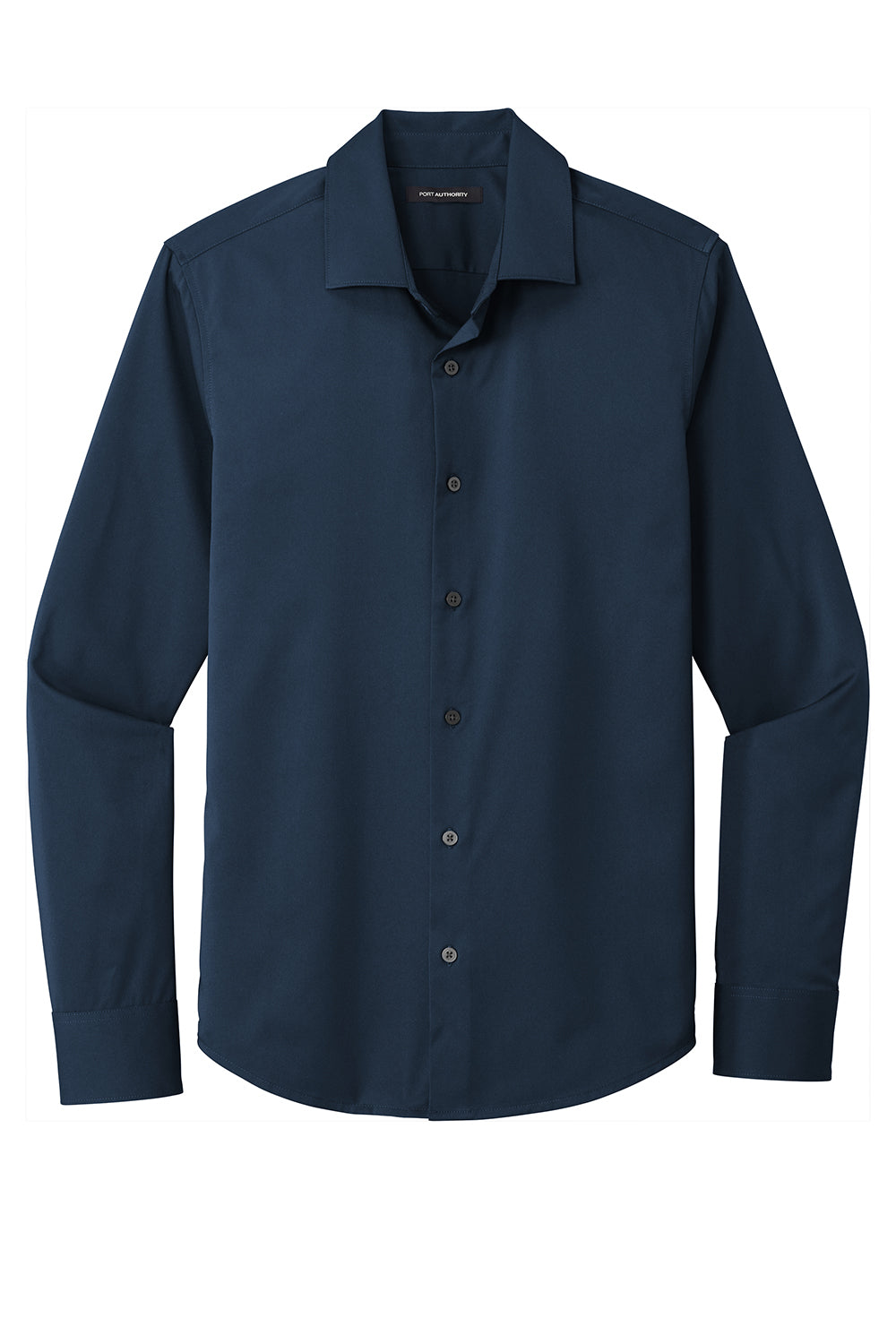 Port Authority W680 Mens City Moisture Wicking Long Sleeve Button Down Shirt River Navy Blue Flat Front