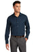 Port Authority W680 Mens City Moisture Wicking Long Sleeve Button Down Shirt River Navy Blue Model Front