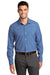 Port Authority W680 Mens City Moisture Wicking Long Sleeve Button Down Shirt True Blue/White Model Front