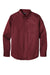 Port Authority W808 Mens SuperPro Wrinkle Resistant React Long Sleeve Button Down Shirt w/ Pocket Burgundy Flat Front