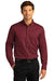 Port Authority W808 Mens SuperPro Wrinkle Resistant React Long Sleeve Button Down Shirt w/ Pocket Burgundy Model Front