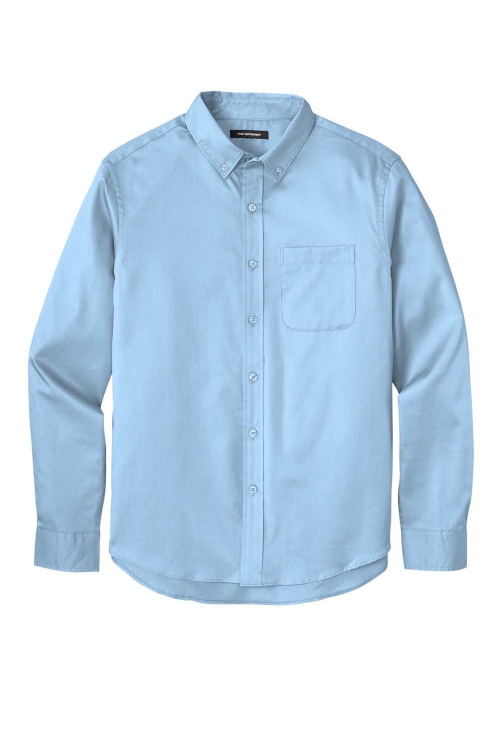 Port Authority W808 Mens SuperPro Wrinkle Resistant React Long Sleeve Button Down Shirt w/ Pocket Cloud Blue Flat Front