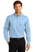 Port Authority W808 Mens SuperPro Wrinkle Resistant React Long Sleeve Button Down Shirt w/ Pocket Cloud Blue Model Front