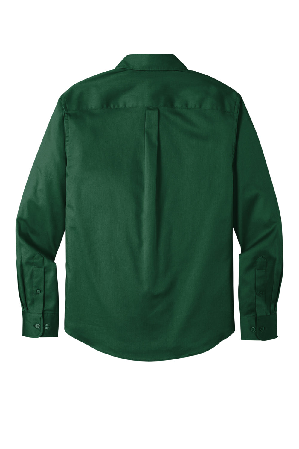 Port Authority W808 Mens SuperPro Wrinkle Resistant React Long Sleeve Button Down Shirt w/ Pocket Dark Green Flat Back