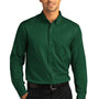 Port Authority Mens SuperPro Wrinkle Resistant React Long Sleeve Button Down Shirt w/ Pocket - Dark Green