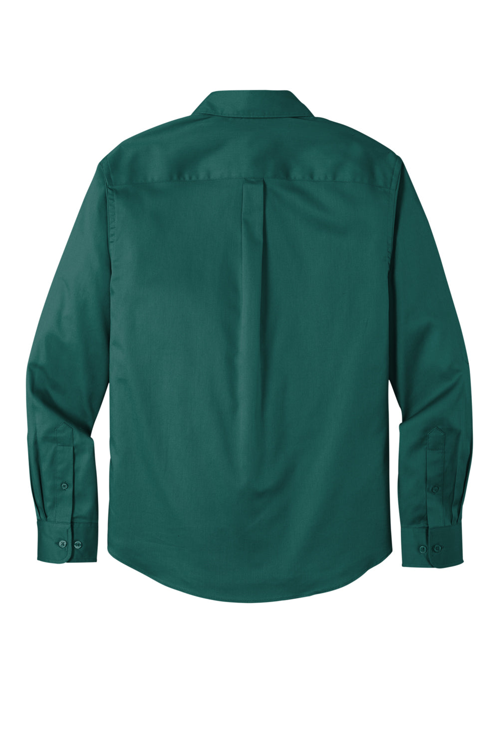 Port Authority W808 Mens SuperPro Wrinkle Resistant React Long Sleeve Button Down Shirt w/ Pocket Marine Green Flat Back