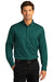 Port Authority W808 Mens SuperPro Wrinkle Resistant React Long Sleeve Button Down Shirt w/ Pocket Marine Green Model Front