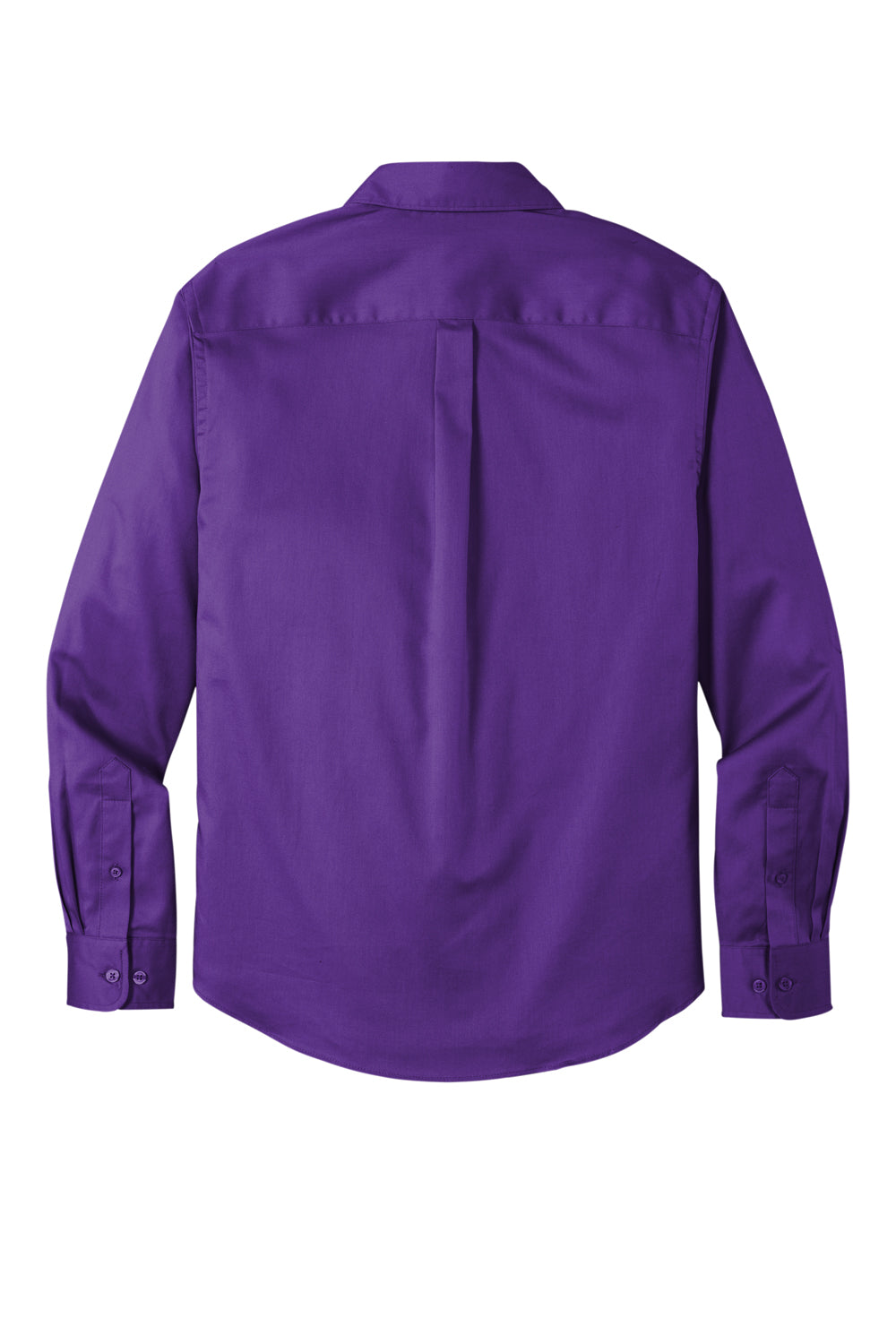 Port Authority W808 Mens SuperPro Wrinkle Resistant React Long Sleeve Button Down Shirt w/ Pocket Purple Flat Back