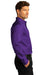 Port Authority W808 Mens SuperPro Wrinkle Resistant React Long Sleeve Button Down Shirt w/ Pocket Purple Model Side