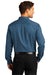 Port Authority W808 Mens SuperPro Wrinkle Resistant React Long Sleeve Button Down Shirt w/ Pocket Regatta Blue Model Back